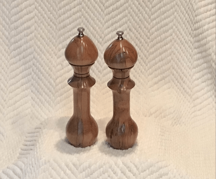 Ambrosia maple salt & pepper grinders. 10” high, 3” wide. $125 set